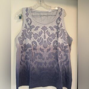 Chico’s Ombré Stitch Tank - Windveil Blue.  Size 3 (Chico’s sizing). 100% Ctn